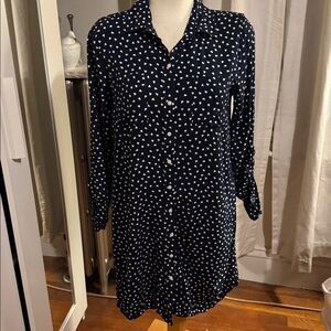 GAP Dark Blue Heart Pattern Long Sleeve Dress